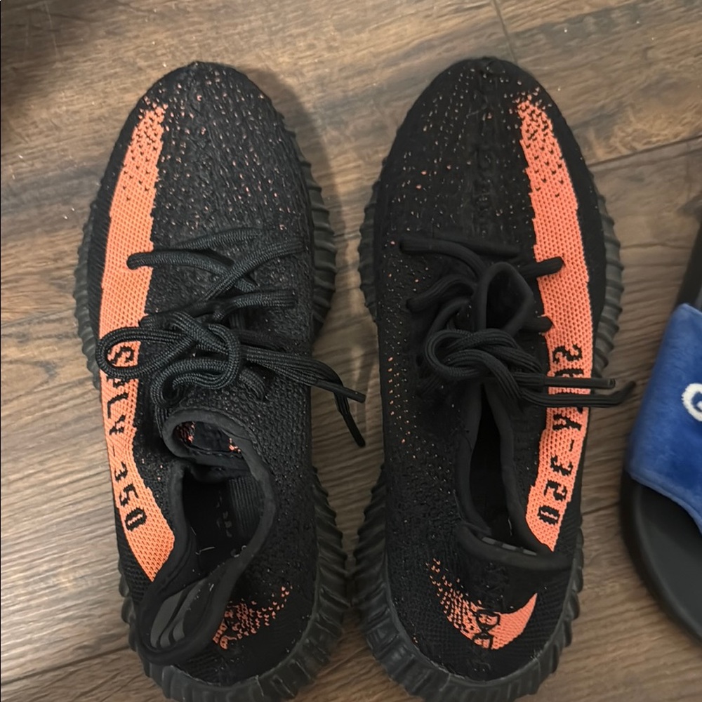 Adidas Black and Orange Knit Sneakers with Breathable Design